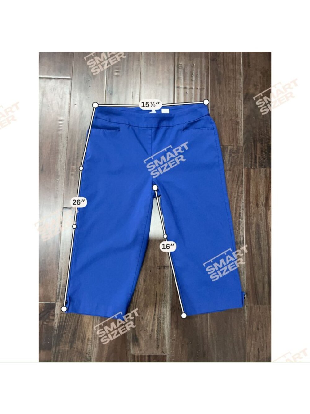 Coral Bay 14P Cobalt Blue Stretch Pull-On Capris Gold Button Nautical Royalcore - Picture 6 of 9